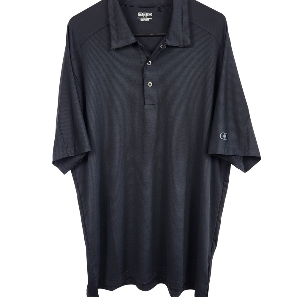OGIO Polo Shirt Mens XL Black Performance Stretch Golf Short Sleeve Athletic